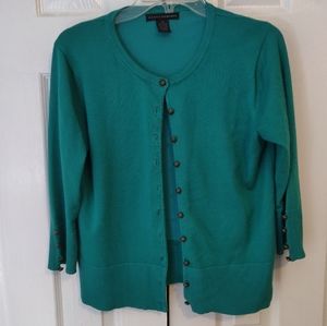 Bright green cardigan